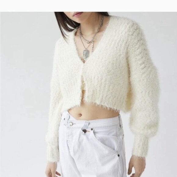 Urban Outfitters Fuzzy Cropped Cardigan Top - Picture 1 of 5